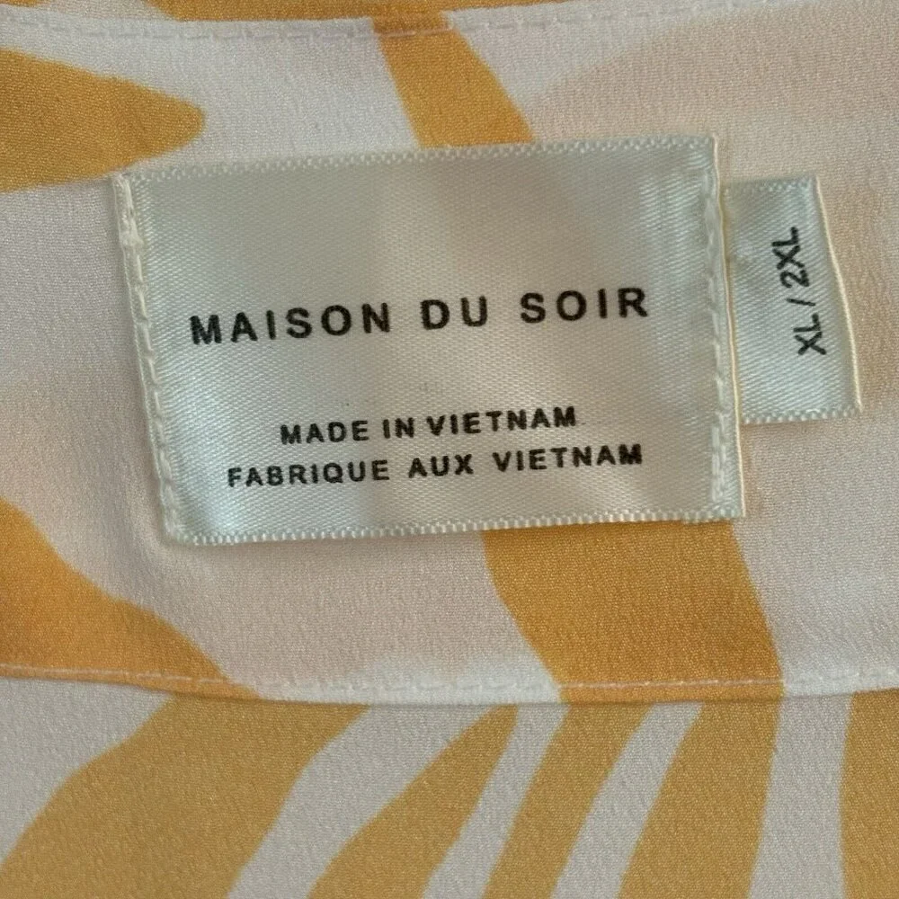 Maison Du‎ Soir Magnolia Palm XL/2XL Open Front Tie Sash Kimono Robe Cover Up